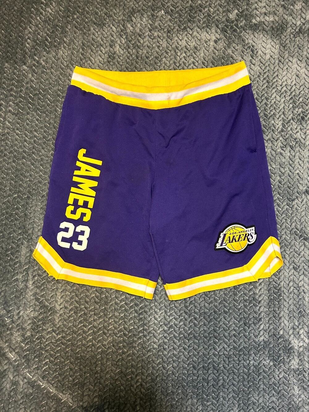 Los Angeles Lakers Shorts Mens Medium Purple LeBron James #23 Basketball NBA